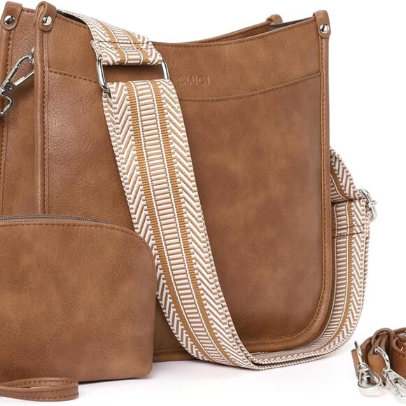Vegan Leather Crossbody Purses Set for Women 2PC Stylish Hobo Handbags - Picture 1 of 6